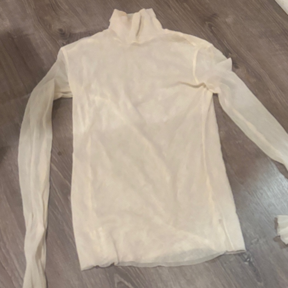 Free people Sheer Long Sleeve Mock Neck Top - Cream